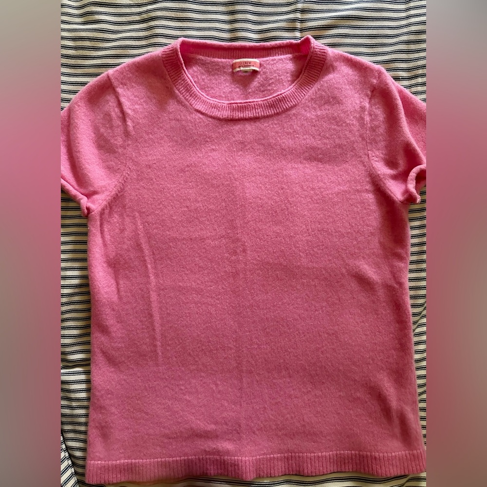 J. Crew Cashmere Short Sleeve Sweater - Pink Size M
